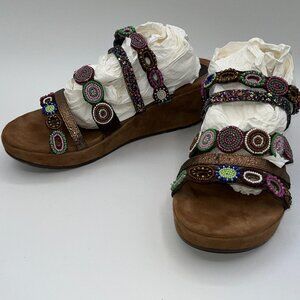 AZURA Claretha-BZM Italian  Purple Multi Beaded Sandals Women’s Size 10 Size 41